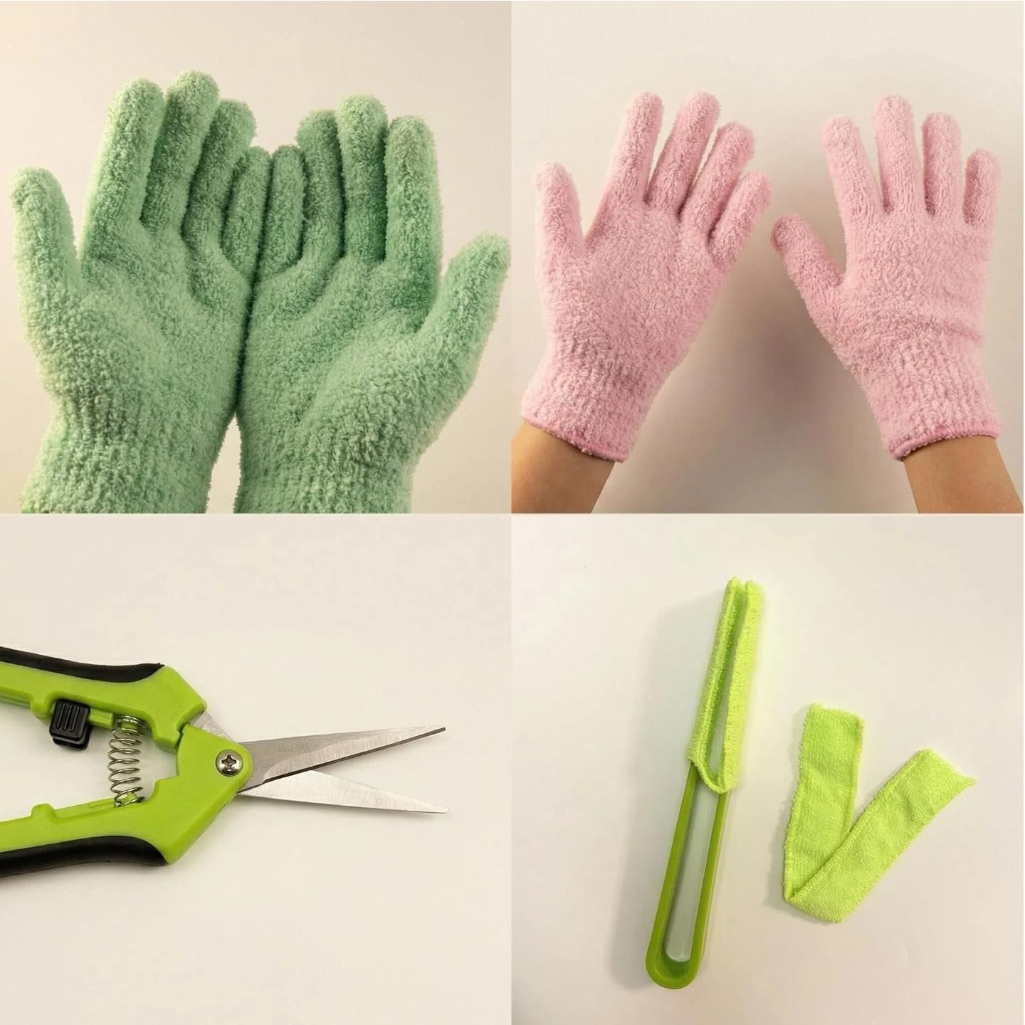 Nedfesdfh Microfiber Gloves for Plant Dusting,10 Pack Plants Cleaning Set with Leaf Cleaner Tong with Separate Cloth Covers and Garden Shear