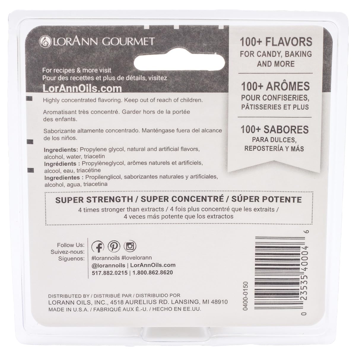 LorAnn Oils Super Strength Flavoring - Used For Candy Making, Flavoring, Baking, Hard Candy, & Flavor Oils - Bold, Natural Flavors 4X Stronger Than