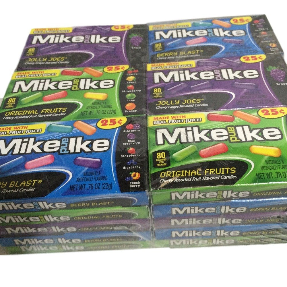 Mike and Ike Original Fruits, Jolly Joes, and Berry Blast Variety Pack .78 Ounce Boxes (30 Boxes Total - 10 of each Flavor)