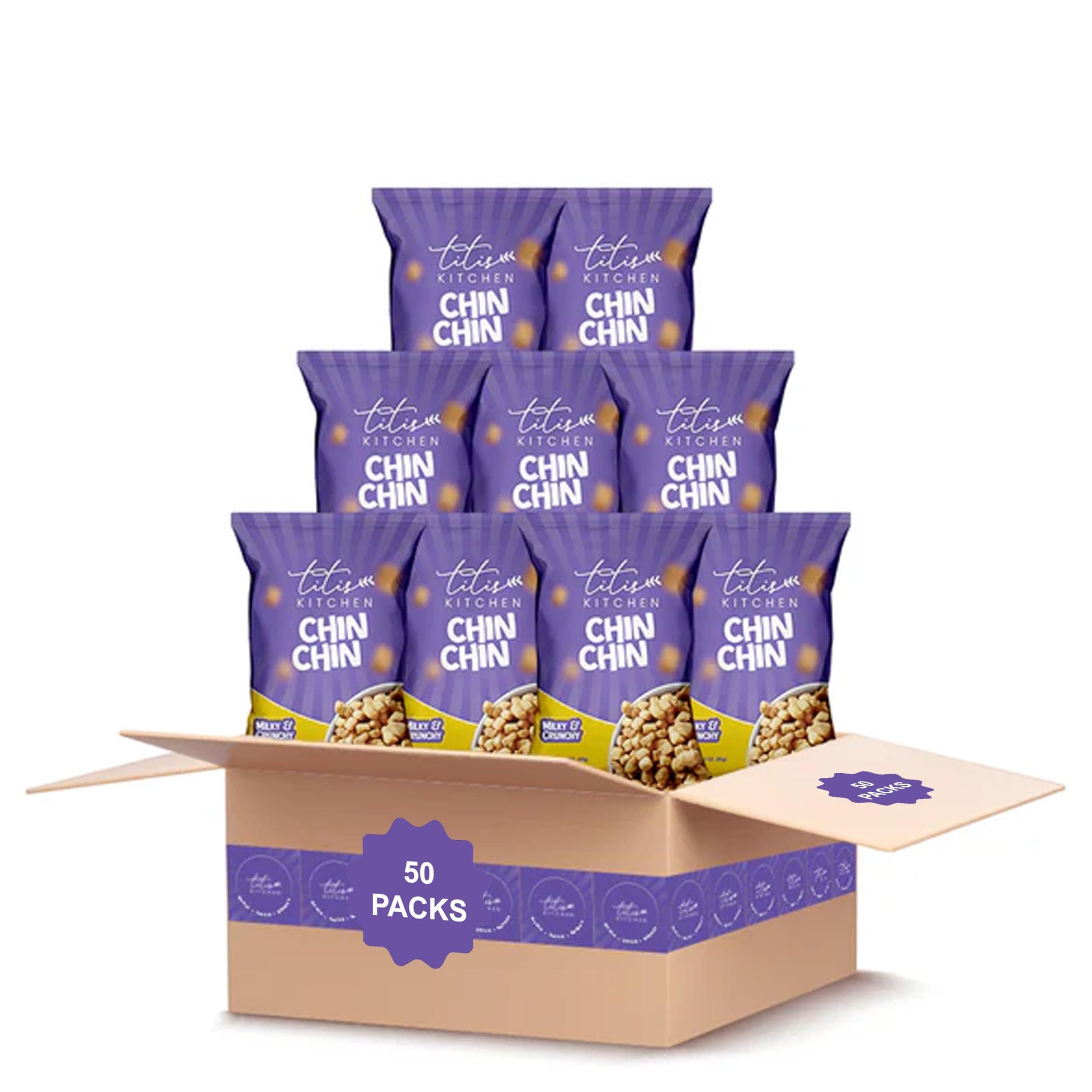 Titi's Kitchen Crunchy ChinChin Snacks, Nigerian Sweet Taste Fried Cookie (Case of 50)