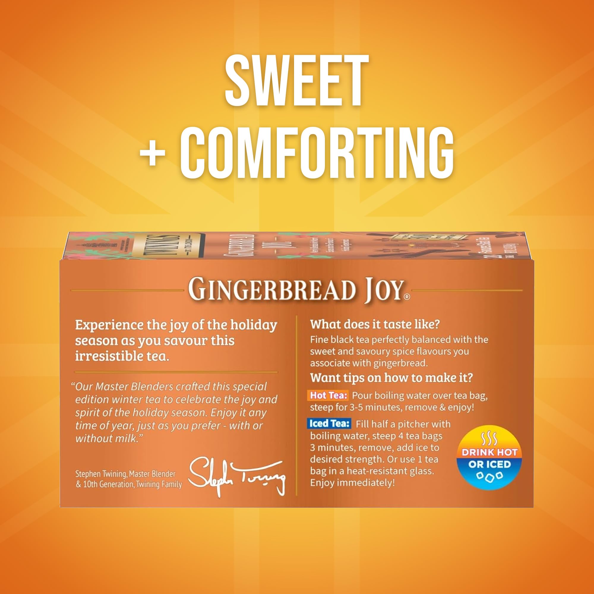 Twinings Christmas and Gingerbread Black Teas, 2-20 Count Packs, 40 Individually Wrapped Tea Bags, Aromatic with Holiday Spices, Caffeinated, Enjoy
