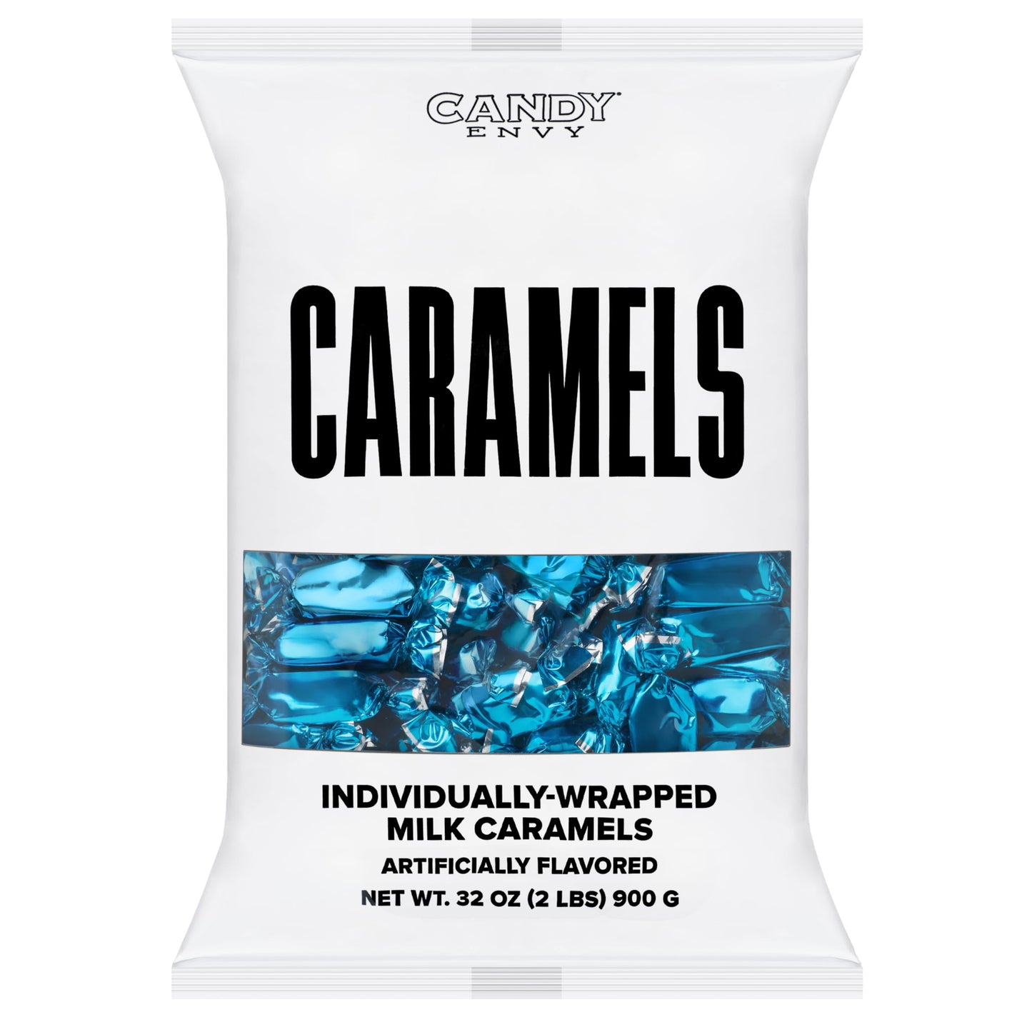 Candy Envy - Individually Wrapped Caramels - Blue Wrapper - 2 Pound Bulk Blue Candy - 150 Pieces Per Bag