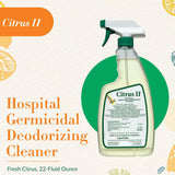 Citrus II Hospital Germicidal Deodorizing Cleaner - Fresh Citrus Scent - Disinfecting Spray - for Home, Hospital and Office Surfaces and Supplies - 22