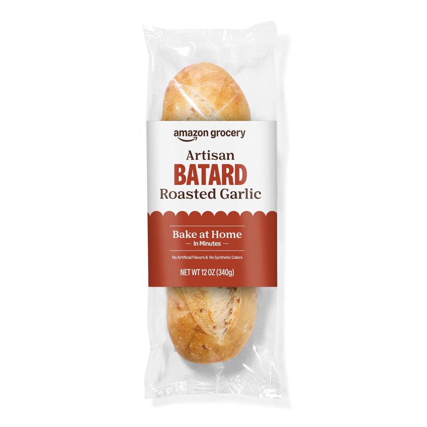 Amazon Grocery, Artisan Bake at Home Roasted Garlic Batard, 12 Oz, Frozen