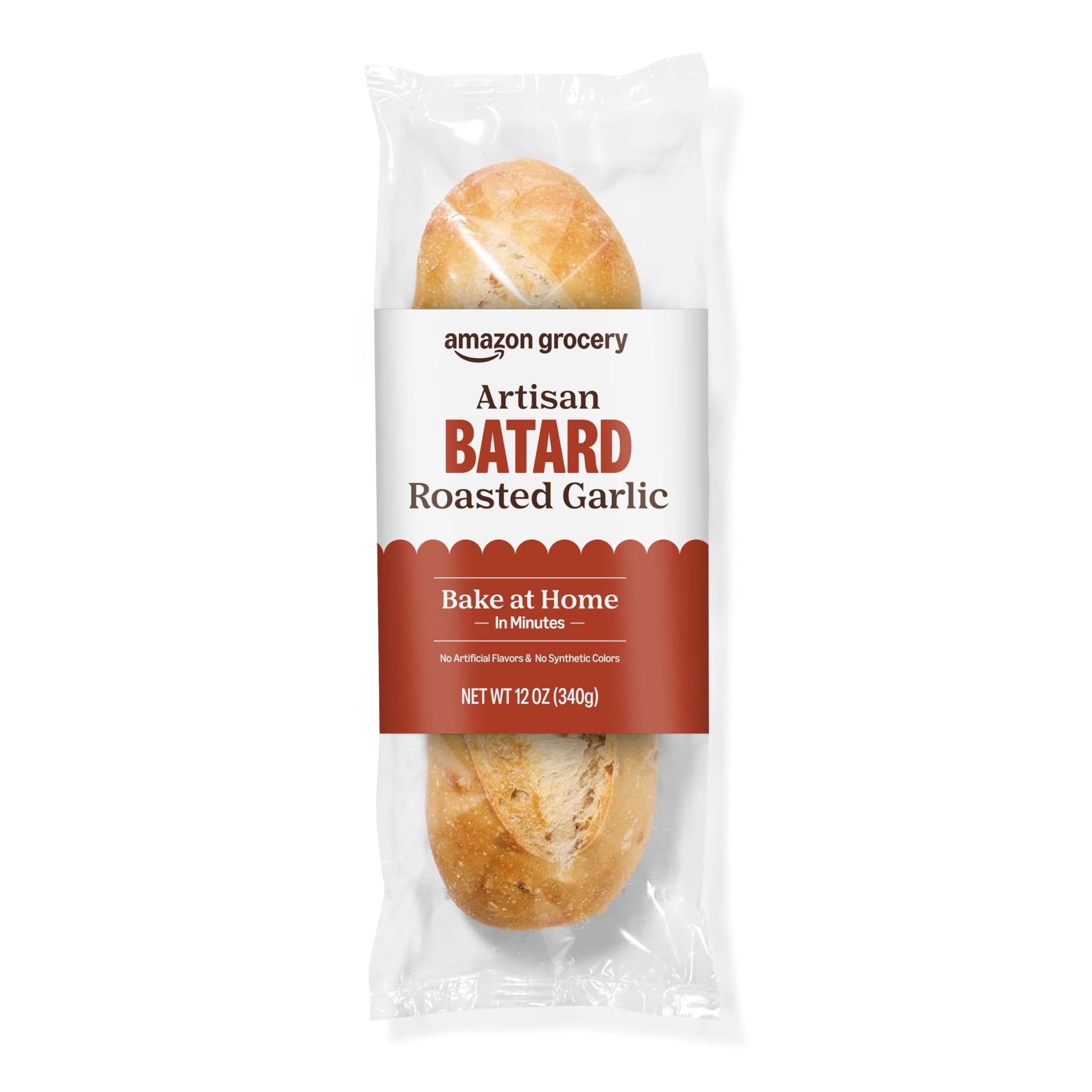 Amazon Grocery, Artisan Bake at Home Roasted Garlic Batard, 12 Oz, Frozen