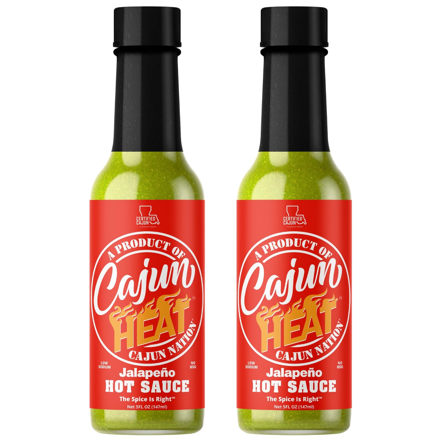 Cajun Nation CAJUN HEAT Jalapeno Hot Sauce 5oz - Bold Green Pepper Flavor with No MSG - Authentic Louisiana Style Heat from the Cajun Coast - Low