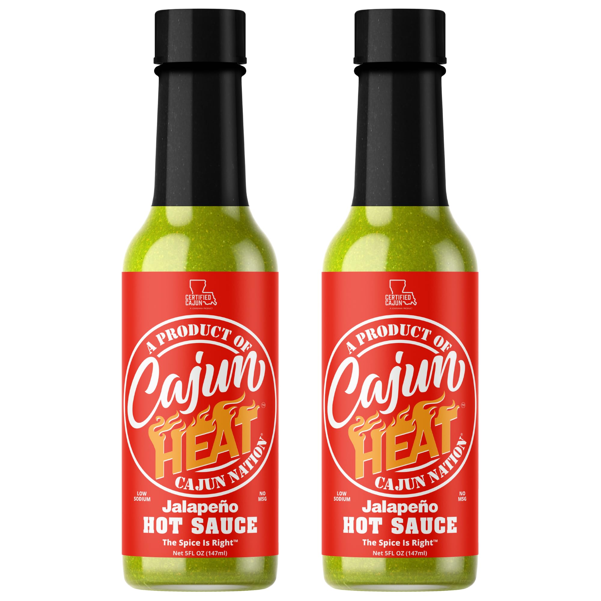 Cajun Nation CAJUN HEAT Jalapeno Hot Sauce 5oz - Bold Green Pepper Flavor with No MSG - Authentic Louisiana Style Heat from the Cajun Coast - Low
