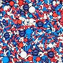 4th of July Sprinkles for Baking Cake, Cookie, Cupcake Decorating - 4th of July Cake Decorations in Red White Blue with Jimmies, Nonpareils, Star Quin