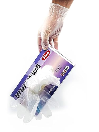 SIPA 100 PCS Disposable Vinyl Clear Gloves, Food Service Gloves, Ambidextrous Gloves, Powder-Free, Latex-Free, Dispenser Box (Extra Large)