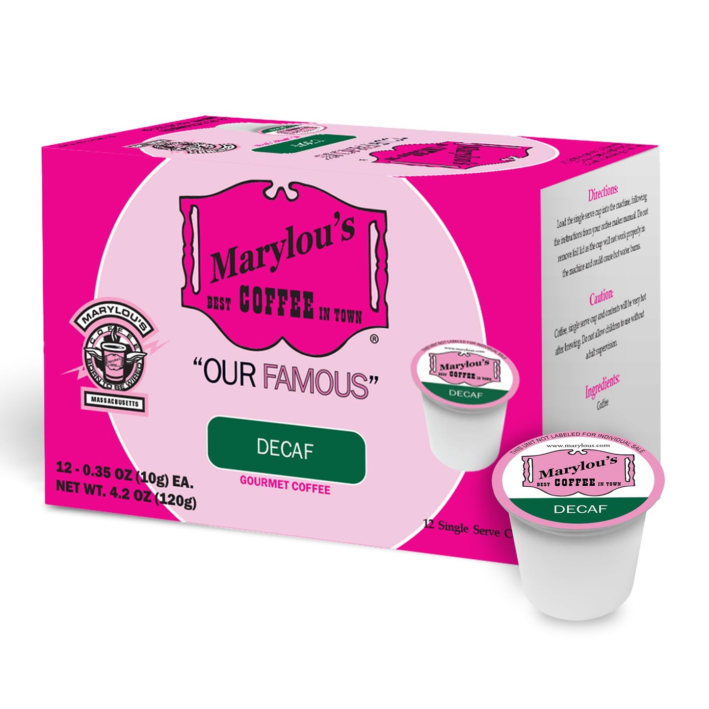 Marylou’s Coffee - Famous Decaf Blend Gourmet Coffee, Delightful Medium Roast Coffee, Compatible with Keurig® Coffee Maker, 1 Count (12 Single Serve
