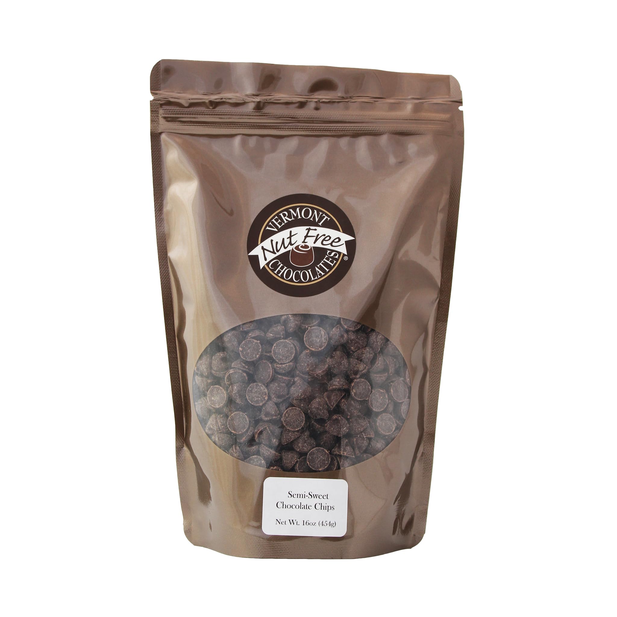 Vermont Nut Free Chocolates Baking Chips (Semi Sweet Chocolate) 16 Ounces, 2 Bags, Nut-free, Egg-free, Kosher