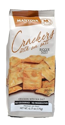 Mantova Crackers with Sea Salt, 6.17 oz. (Pack of 2), Product of Italy, Traditional, Oven-Baked Crackers, All-Natural, Vegan-Friendly, No Artificial