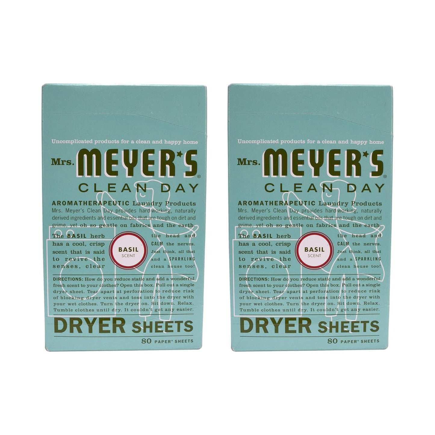 Mrs. Meyer's Clean Day Dryer Sheets - Basil - 80 ct - 2 pk