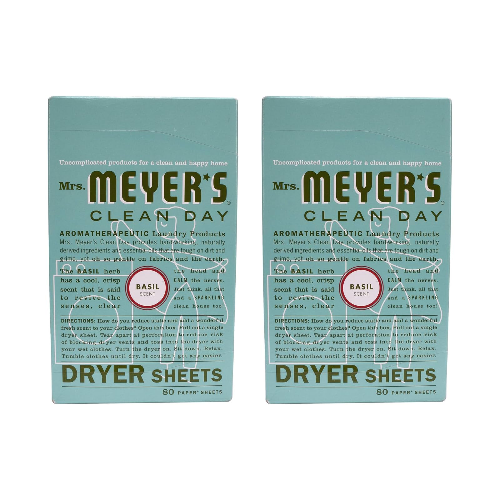 Mrs. Meyer's Clean Day Dryer Sheets - Basil - 80 ct - 2 pk