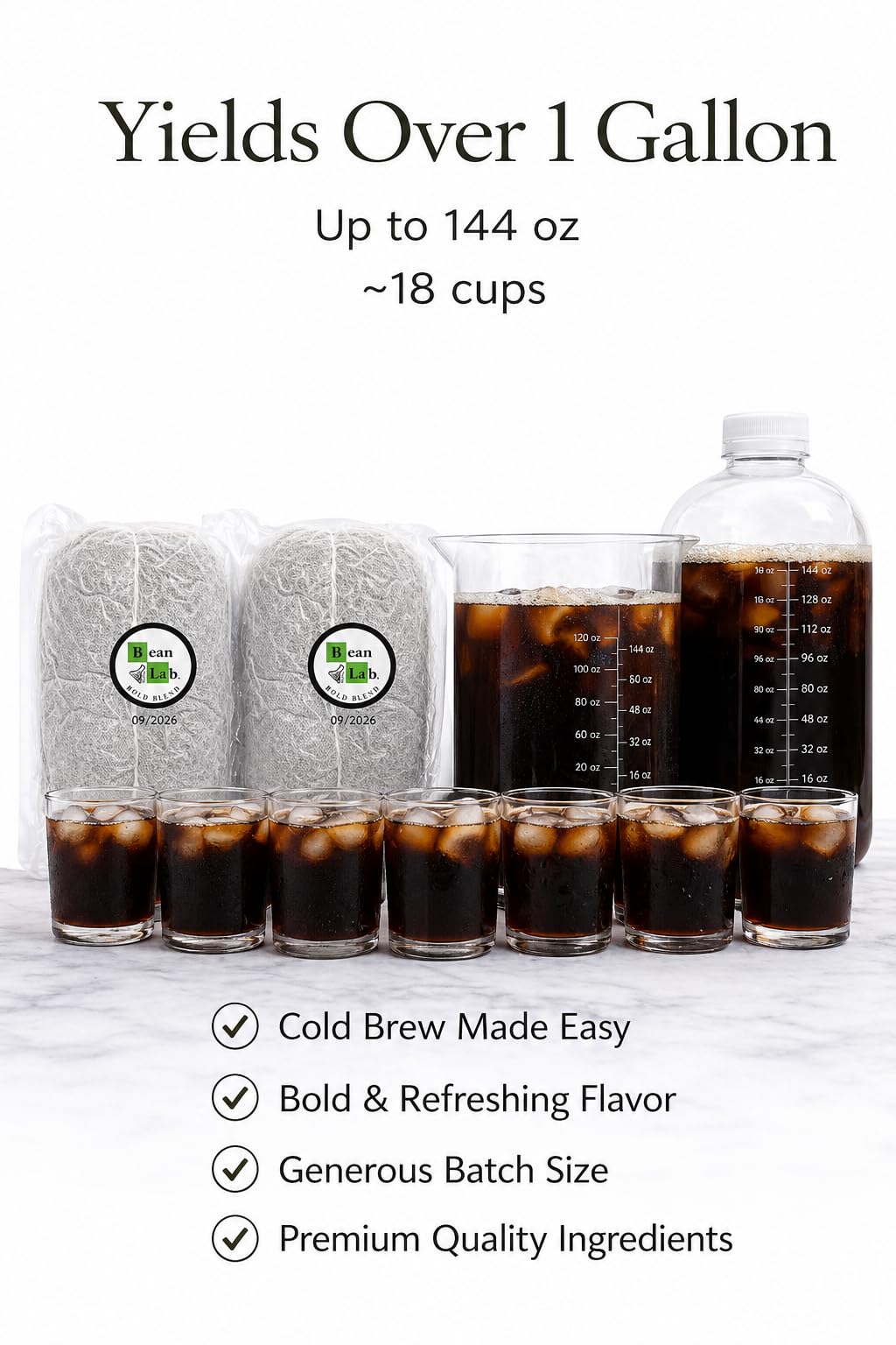 Refill Pods - Bean Lab Cold Brew Coffee - 2Bold - Coarse Ground Coffee for Smooth Low-Acid Cold Brew - To Be Used With Our Reusable Brew System