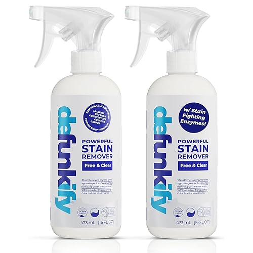 Laundry Stain Remover Spray, 32oz. Enzyme 'Free & Clear' Stain Treater Spray & Spot Remover Prewash Detergent for Clothes, Carpet & Gear. ProvenSafe™