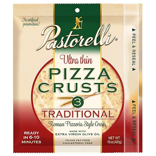 Pastorelli® Traditional Ultra Thin Pizza Crust, Crispy, Pre-made Pizza Base, Low Sodium, 12-inch, 3 Crusts, Pack of 10