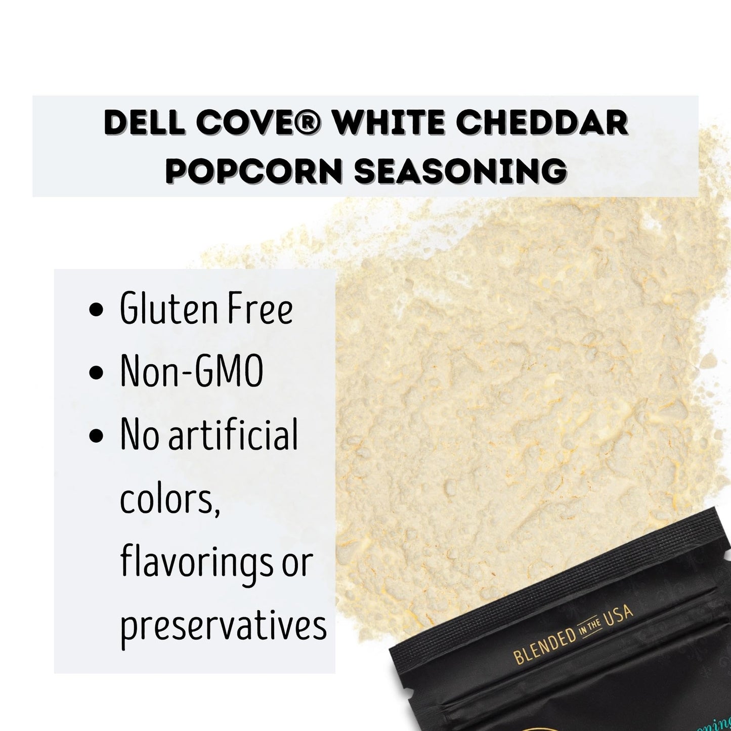 White Cheddar Popcorn Seasoning | Real Gourmet Cheesy Low Sodium Popcorn Seasoning | Dell Cove Spices - One Pound Bundle of Five