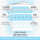 First Holy Communion Mini Chocolate Candy Bar Sticker Wrappers for Boys, 45 1.4" x 2.6" Wrap Around Labels by AmandaCreation, Great for Party Favors