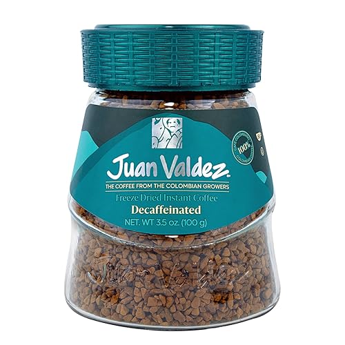 Juan Valdez Decaffeinated Freeze Dried Coffee | 100% Colombian Arabica Beans | 100% Colombian Coffee | 3.5 oz / 100 gr Jar | Rich Flavor, Naturally