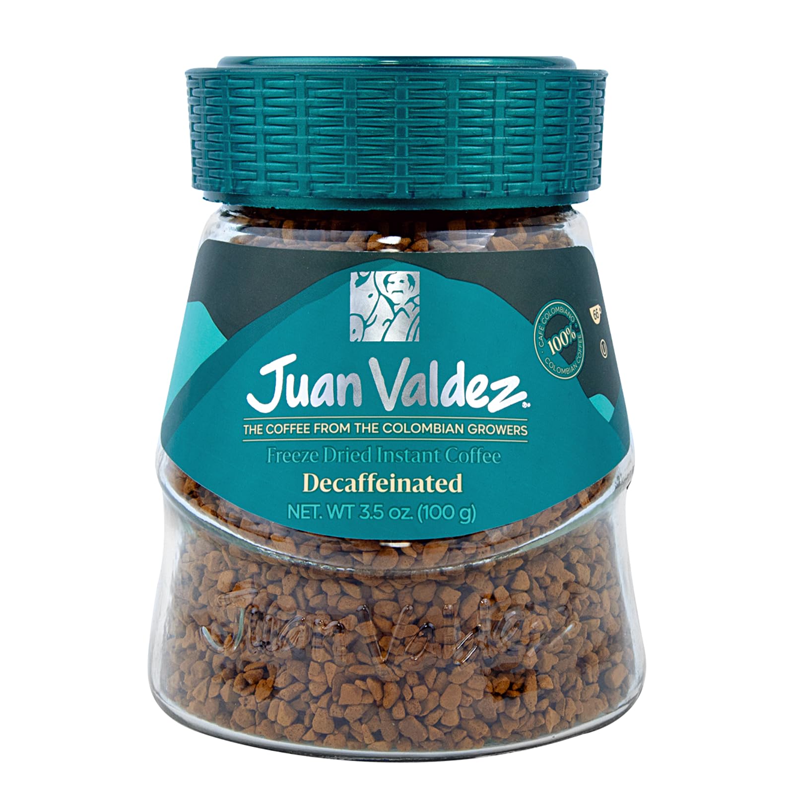 Juan Valdez Decaffeinated Freeze Dried Coffee | 100% Colombian Arabica Beans | 100% Colombian Coffee | 3.5 oz / 100 gr Jar | Rich Flavor, Naturally