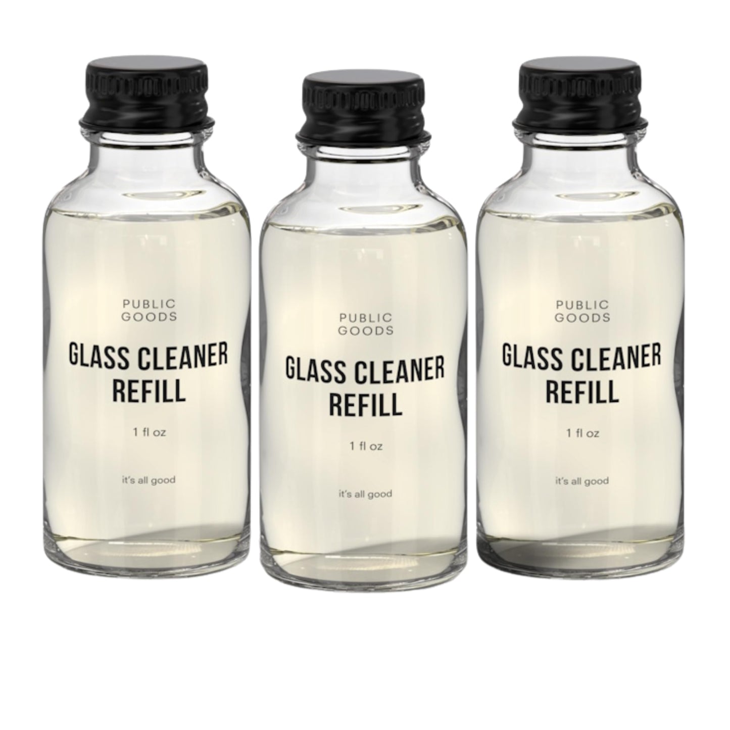 Public Goods Glass Cleaner Refill | Refill Concentrate for Windows, Mirrors, Glass Surfaces | Cruelty Free, Paraben Free, Vegan Friendly | 3 Pack - 24