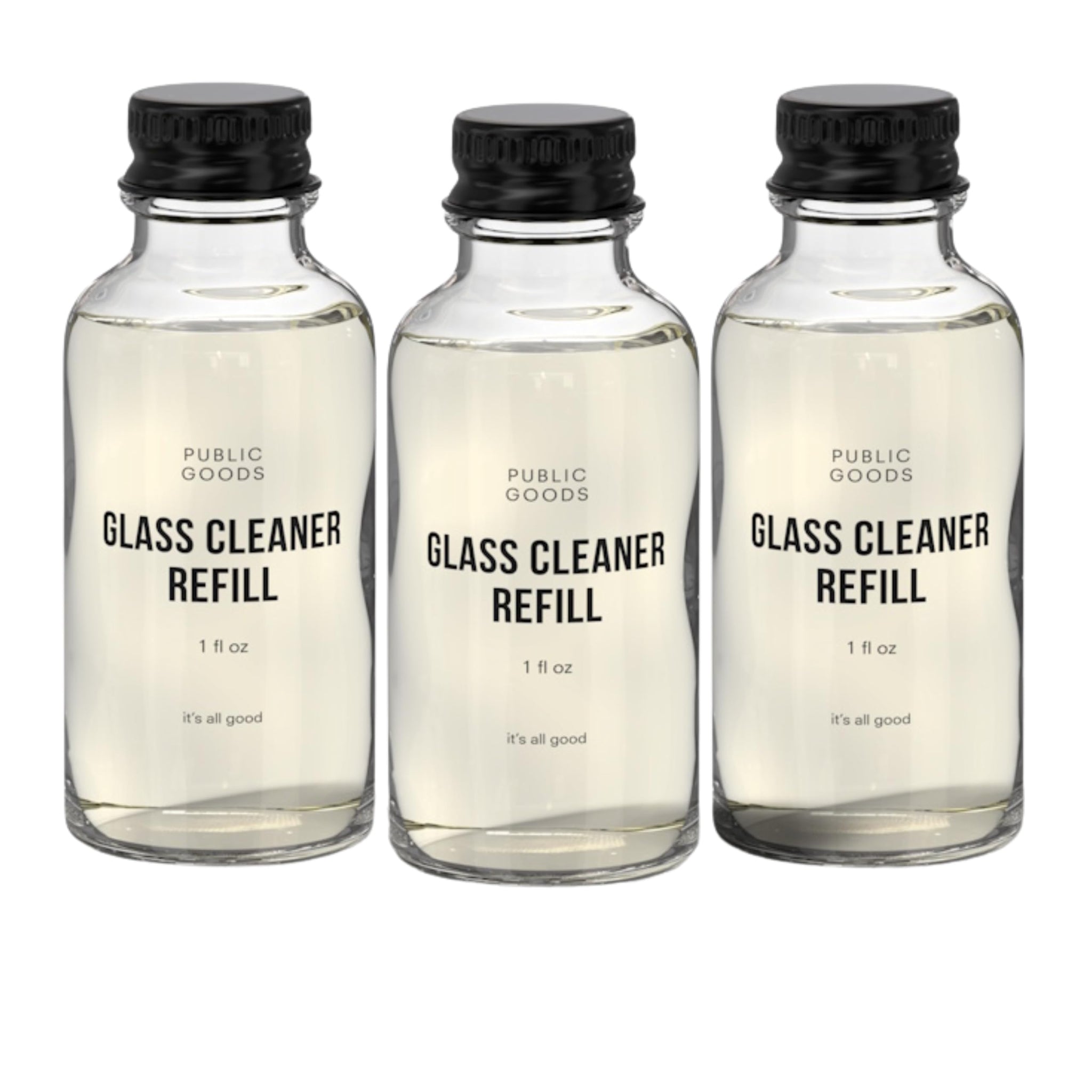 Public Goods Glass Cleaner Refill | Refill Concentrate for Windows, Mirrors, Glass Surfaces | Cruelty Free, Paraben Free, Vegan Friendly | 3 Pack - 24
