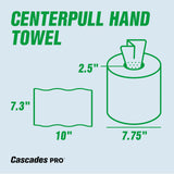 Cascades PRO Select Centerpull Hand Towel 2-Ply - Center Pull Paper Towel for Dispensers - Universal Fit - Premium Bulk - 600 Sheets/Roll, 6 Rolls