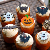 Sentovac 12 Pcs Halloween Icing Decoration Edible Tombstone Pumpkin Ghost Bat Mix Candy Dessert Sprinkles DIY For Cookie Cake Cupcake Topper Icing
