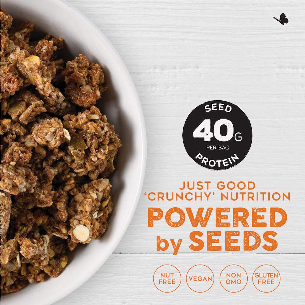 88 Acres Seed Granola | Gluten Free, Nut Free, Non GMO, School Safe, Healthy Vegan Breakfast Cereal | 3 Pack, 10 oz (Cinnamon & Oats)