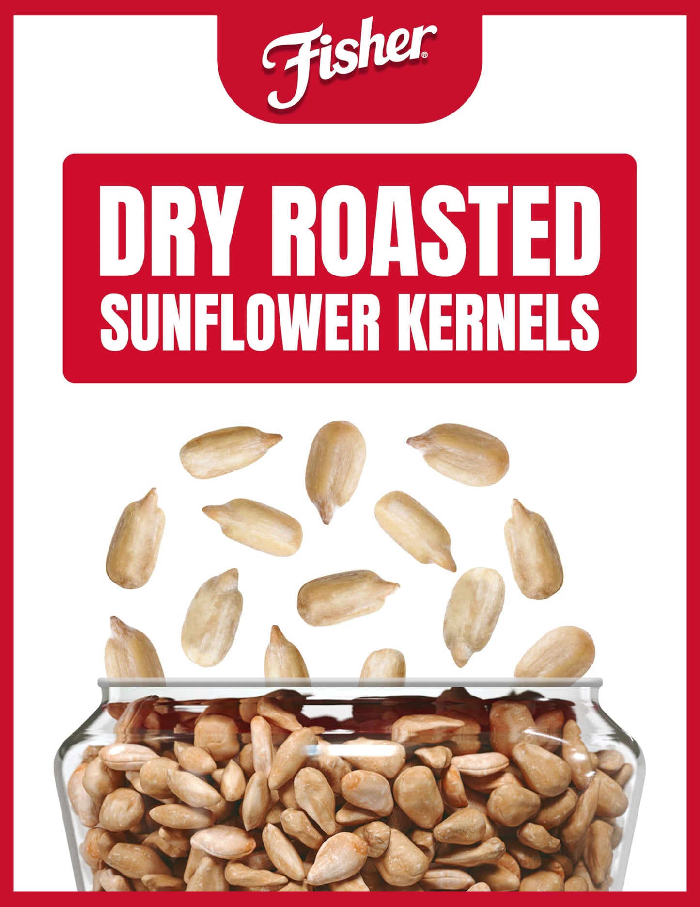 Fisher Dry Roasted Sunflower Seeds Kernels with Sea Salt, 7.25 oz, Sunflower Seeds to Eat, Gluten-Free, No Sugar Added, Crunchy Snacks for Adults