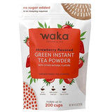 Waka Instant Green Tea Mix, Strawberry Flavored - 100% Tea Leaves, No Additives, Unsweetened Tea Powder in Bulk Pouch - Easy Quick Hot and Iced Teas