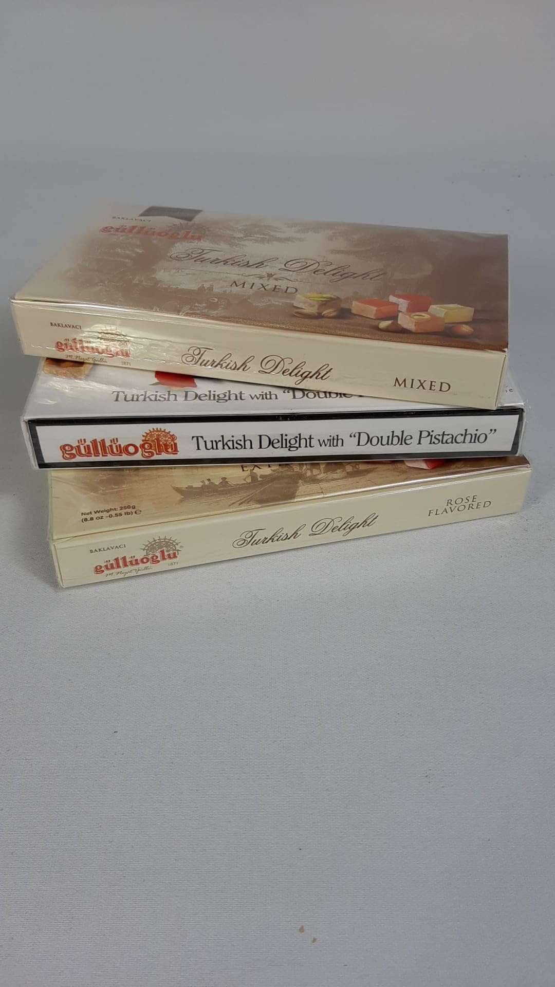 Gulluoglu Assorted Turkish Delight Candy Set, 3 Pack (each pack 250 gr - 8.8 oz), daily fresh shipment from Istanbul/Turkey