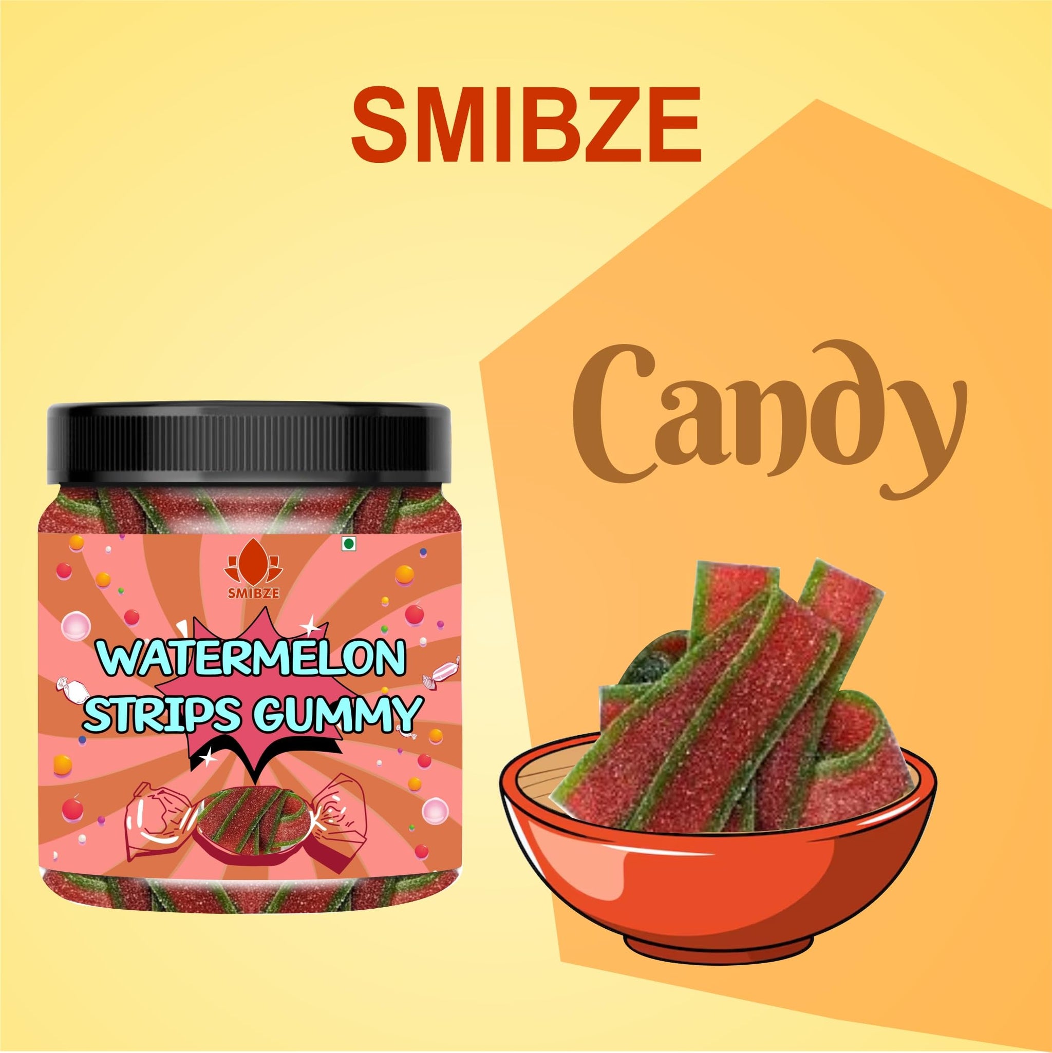 SMIBZE Natural Watermelon Strips Gummy 100 GM (Pack of 1) SMIBZE