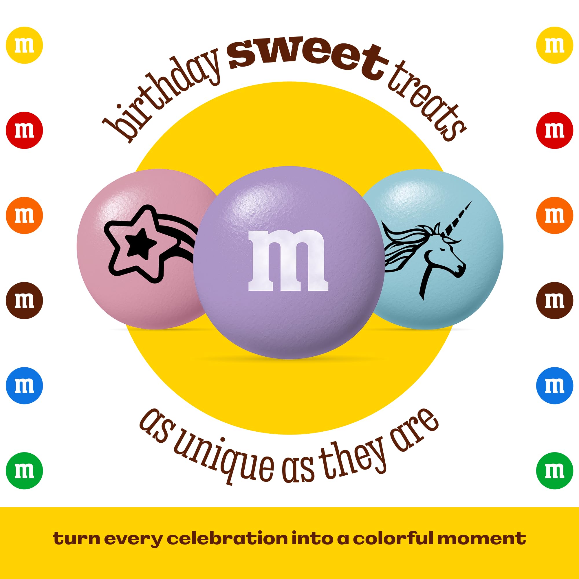 M&M’S WORLD Unicorn Printed Milk Chocolate Candy-2lbs of Bulk M&M'S in a Resealable Pack,For Birthday Decorations for Girls,Boys,and Adults,Unicorn