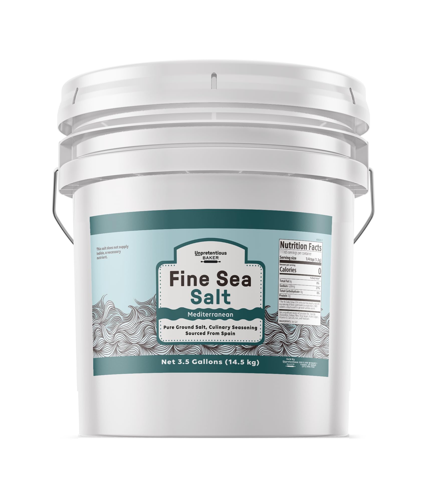 Unpretentious Fine Sea Salt, 3.5 Gallon, Pure Evaporated Mediterranean Sea Salt