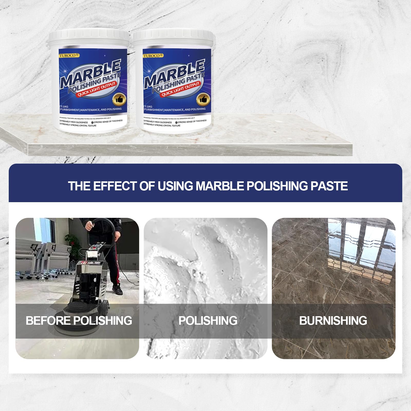 Marble Polishing Paste, Polishing Compound - Quartz Cleaner Countertop, Granite Cleaner & Marble Sealer and Protector-Multi-Surface Stone Care