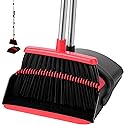 BSKLIN Broom and Dustpan Set for Home, 52" Long Handle Standing Broom Set with Dustpan Self-Cleaning Teeth for Hair Removal Heavy Duty Indoor Outdoor