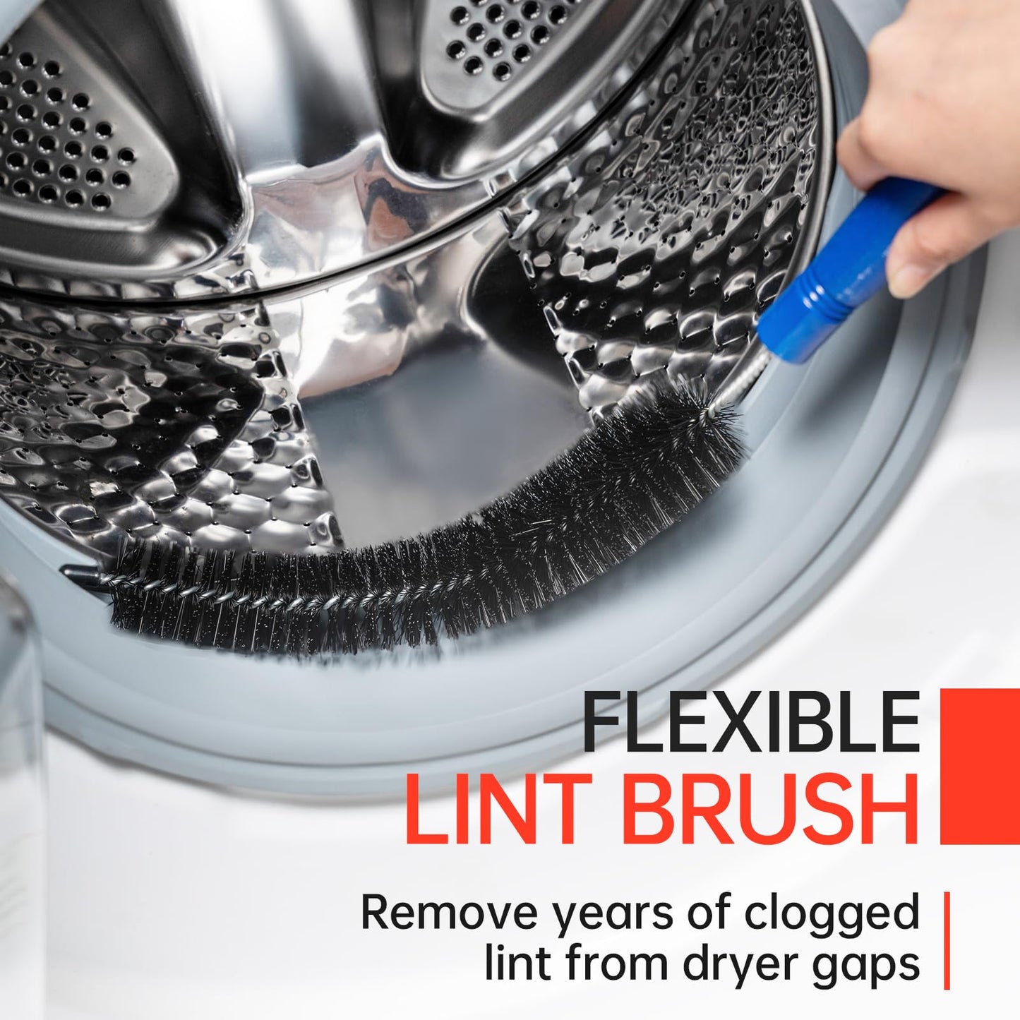 BLuesea Dryer Vent Cleaner Kit, 15-Piece Ultimate Dryer Cleaning Kit Include 30 Feet Dryer Vent Brush, Upgrade Noiseless Dryer Lint Vacuum Attachment