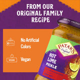 Patak’s Hot Lime Pickle - Authentic Indian Relish w/Lime Dices, Mustard Seeds & Aromatic Spices - Perfect for Sandwiches, Curries, Salads & Cold Meats