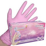 GLOVE WORLD Jeannie Pink Nitrile Disposable Gloves - Small, 100/Box - Super Stretch, Tear-Resistant, Latex and Powder Free - Ideal for Food Prep, Arts
