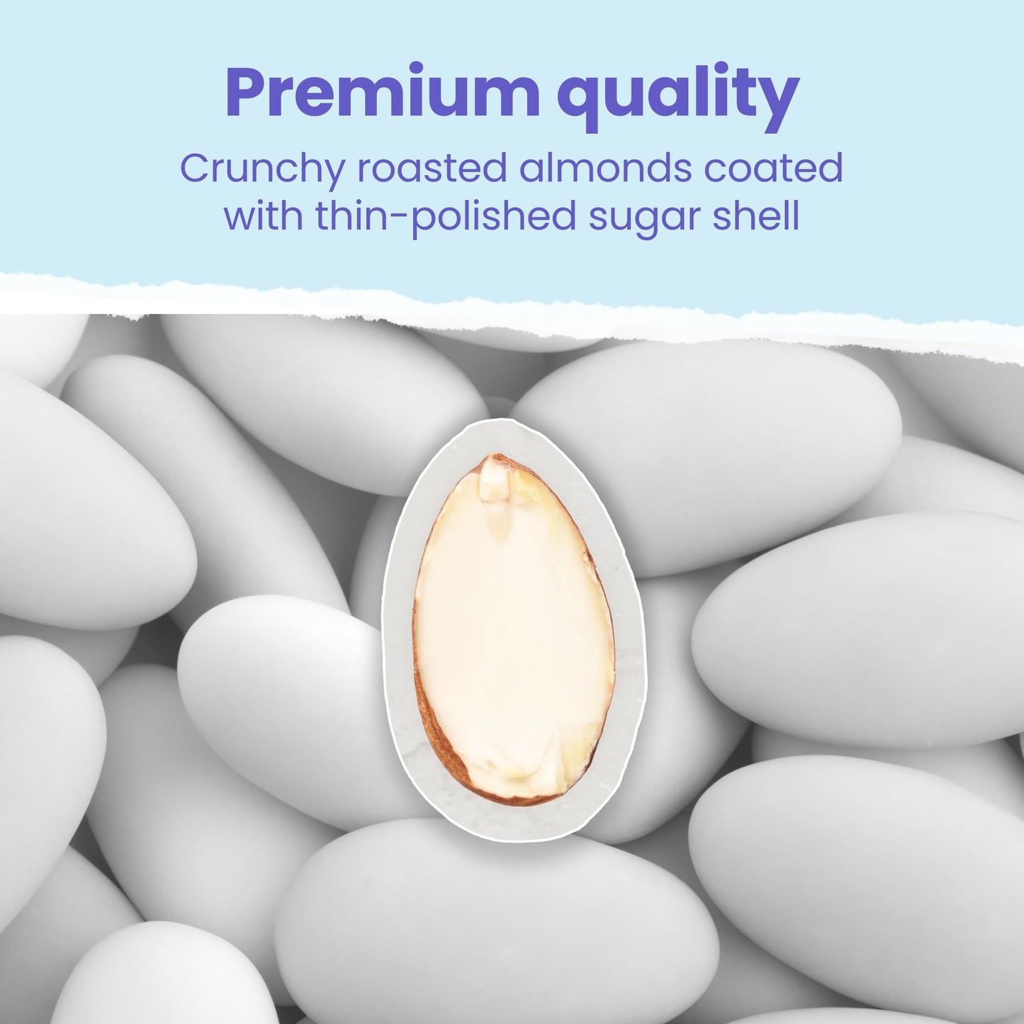 Cambie Jordan Almonds | Bright White Candy Almond | Premium Roasted Almonds with a Sweet Sugar Coating | For Weddings, Parties and Holidays (1 lb)
