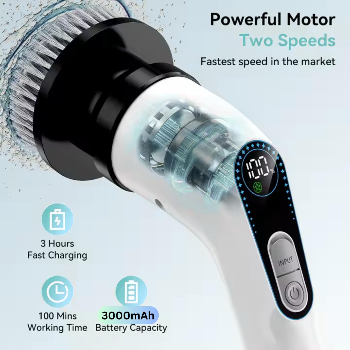 Electric Spin Scrubber for Cleaning, Cordless Power Scrubber with Long Handle, 10 Replaceable Brush Heads, 2-Speed, IPX7 Waterproof for Bathroom