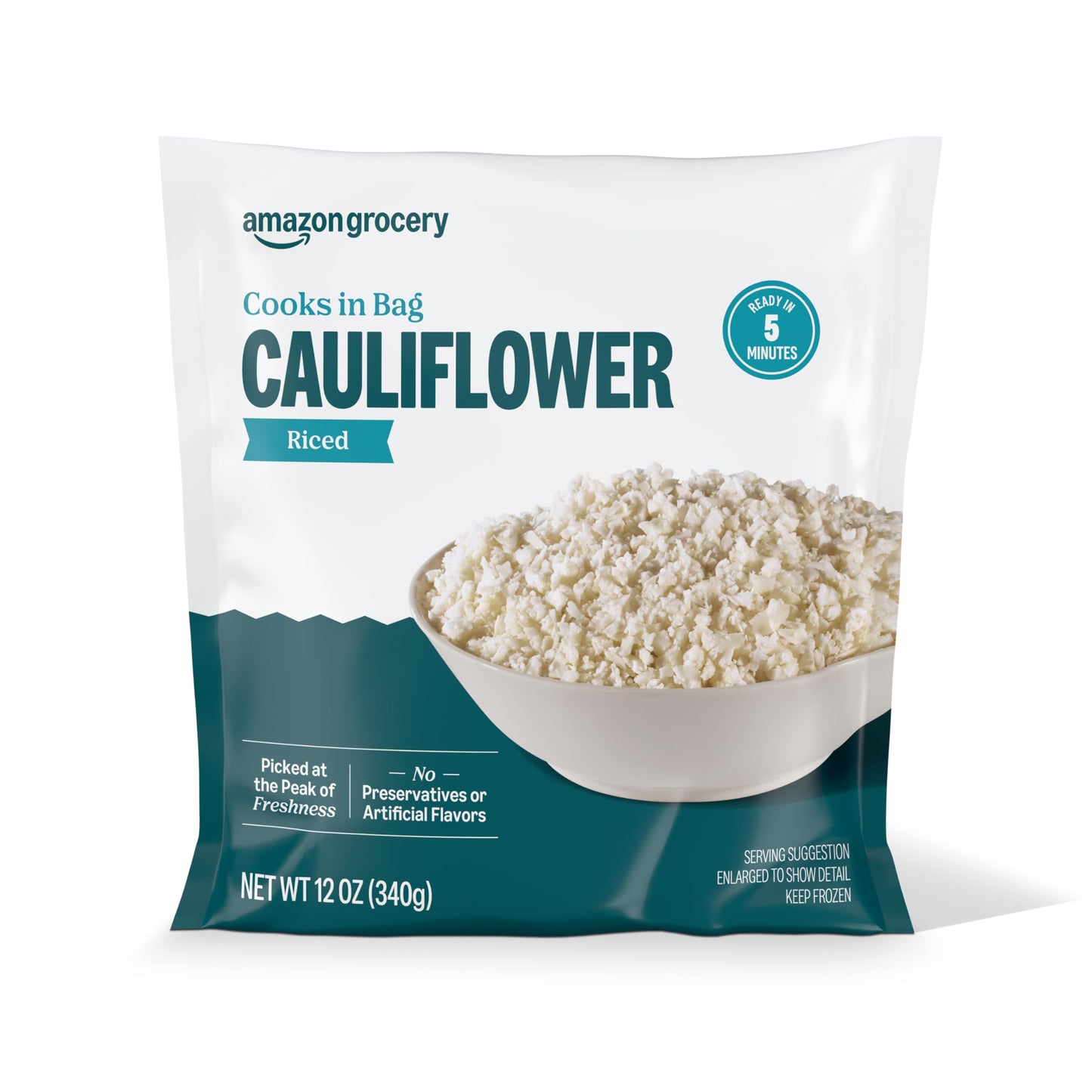 Amazon Grocery, Riced Cauliflower, 12 oz, Frozen (Previously Amazon Fresh, Packaging May Vary)