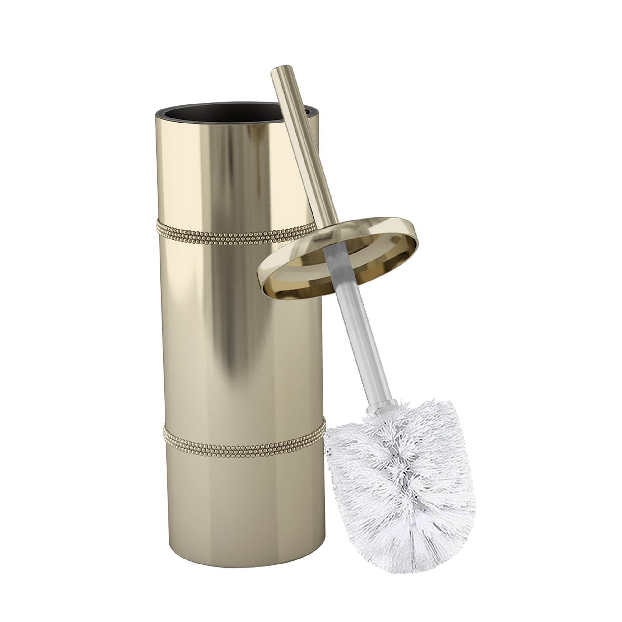 nu steel TBH-8065G-17 Slim Compact Freestanding Toilet Bowl Brush and Holder for Bathroom Storage and Organization - Space Saving, Sturdy, Deep