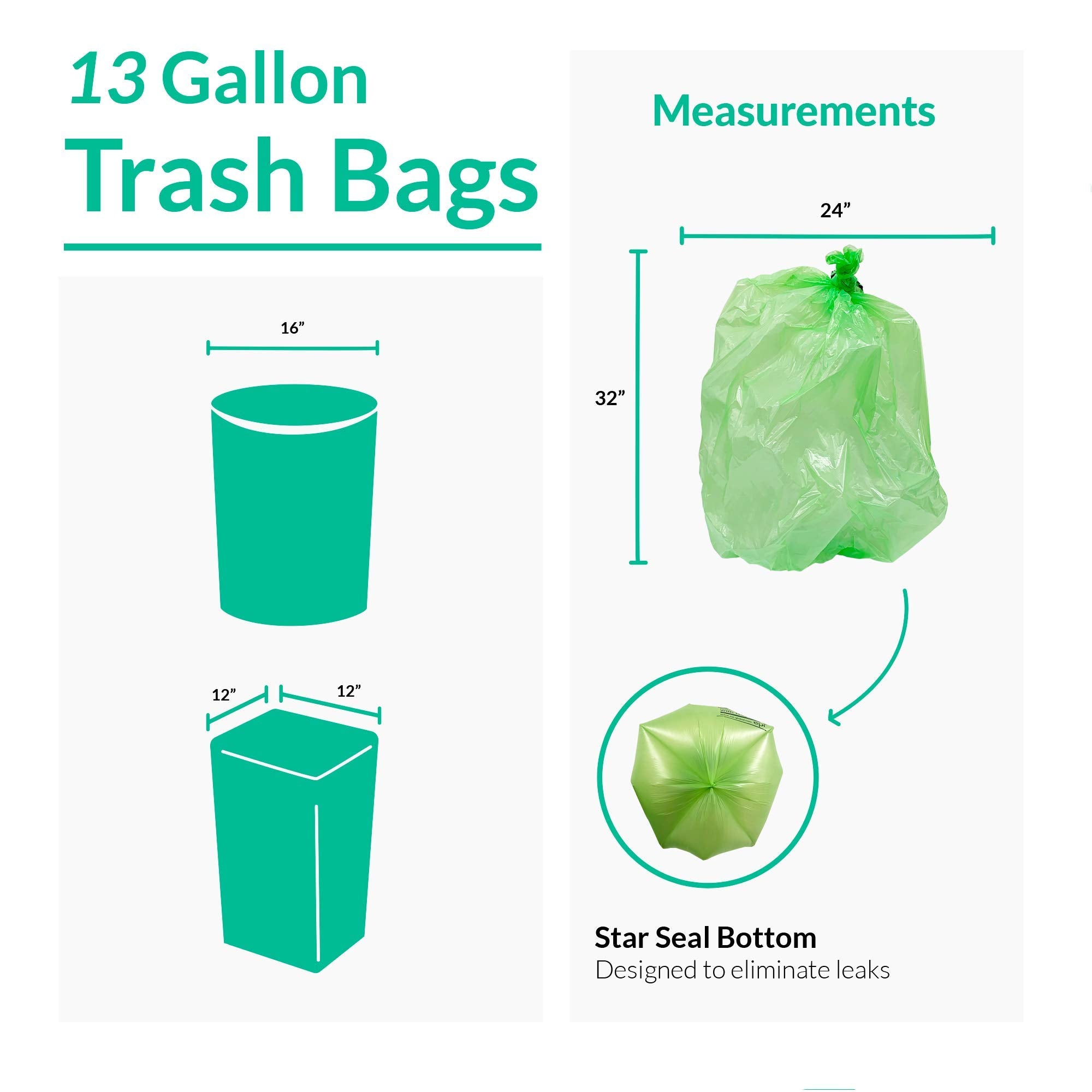 Reli. Biodegradable 13 Gallon Trash Bags | 100 Count | ASTM D6954 | Green | Eco-Friendly | Oxobiodegradable Under Certain Conditions (See Product