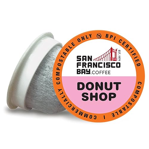 SF Bay Donut Shop Coffee, OneCup - 72 Count Compostable Pods - Light Roast Arabica - Compatible with Most Keurig K-Cup Brewers