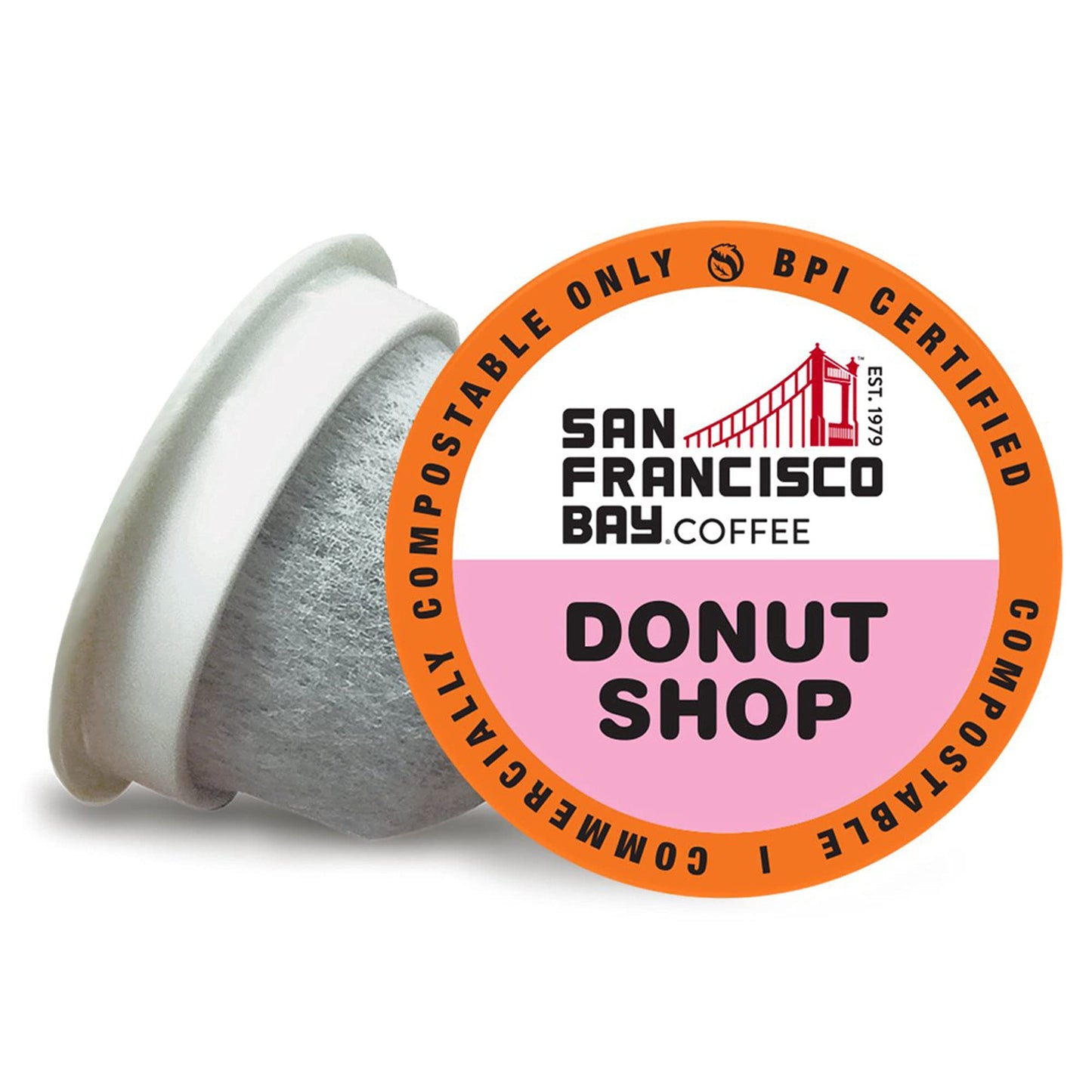 SF Bay Donut Shop Coffee, OneCup - 72 Count Compostable Pods - Light Roast Arabica - Compatible with Most Keurig K-Cup Brewers