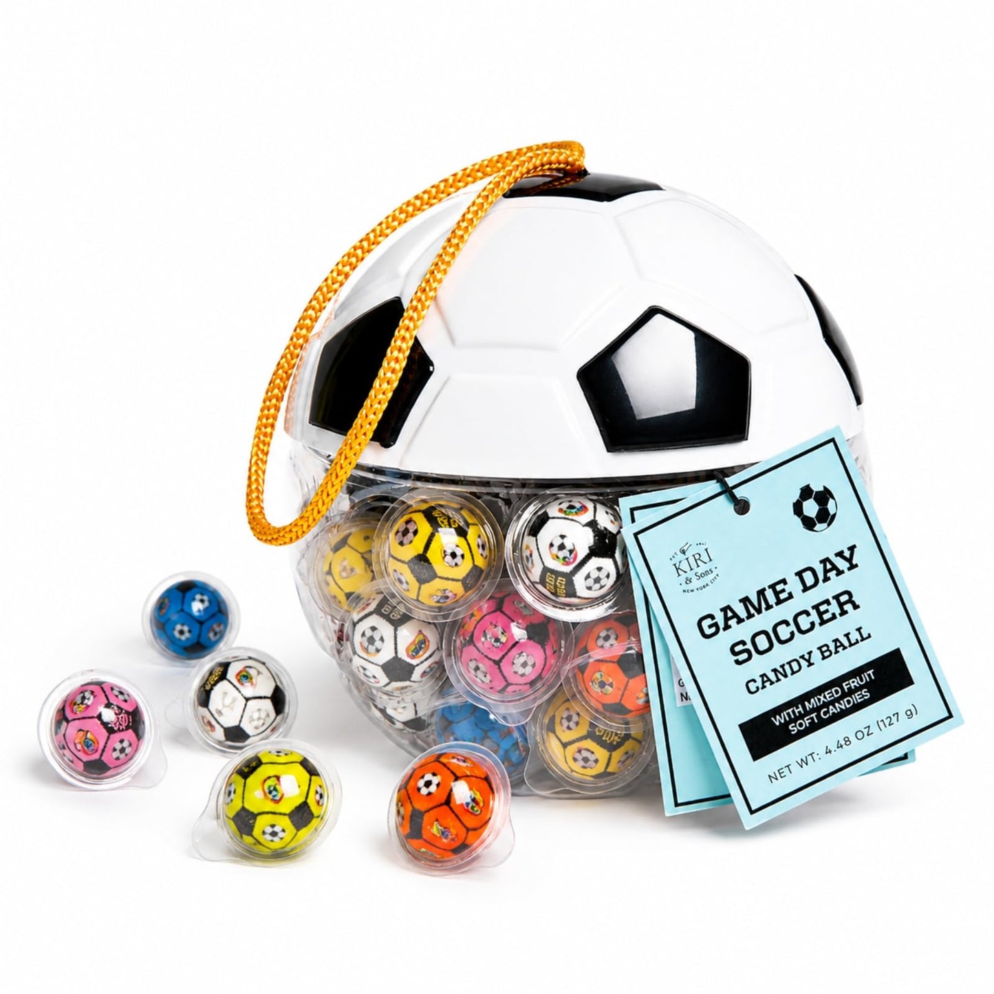 Soccer Football Filled Gummy Candy Ball Party Bucket - 70 Count Fruit Chews