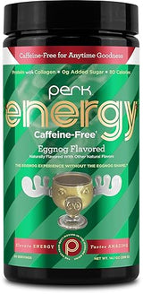 Perk Energy Caffeine-Free Drink Mix (Eggnog) 20 Servings - Healthy Coffee Alternative with Protein, Gluten-Free, Soy-Free, Peanut-Free
